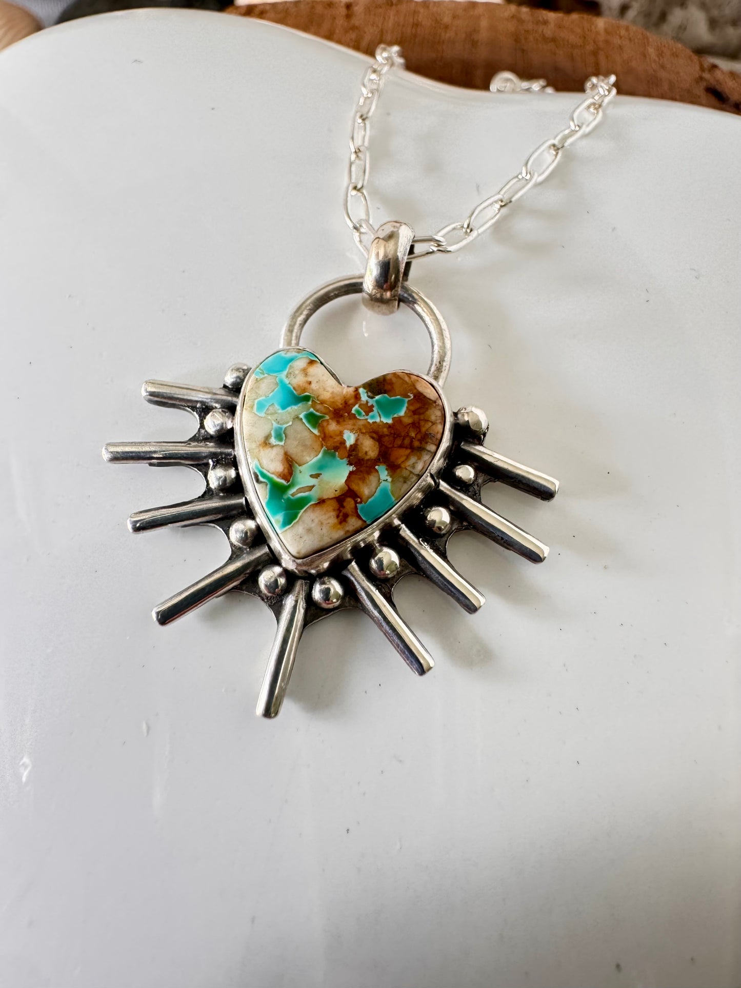 Beautiful Royston Ribbon Turquoise Heart Necklace
