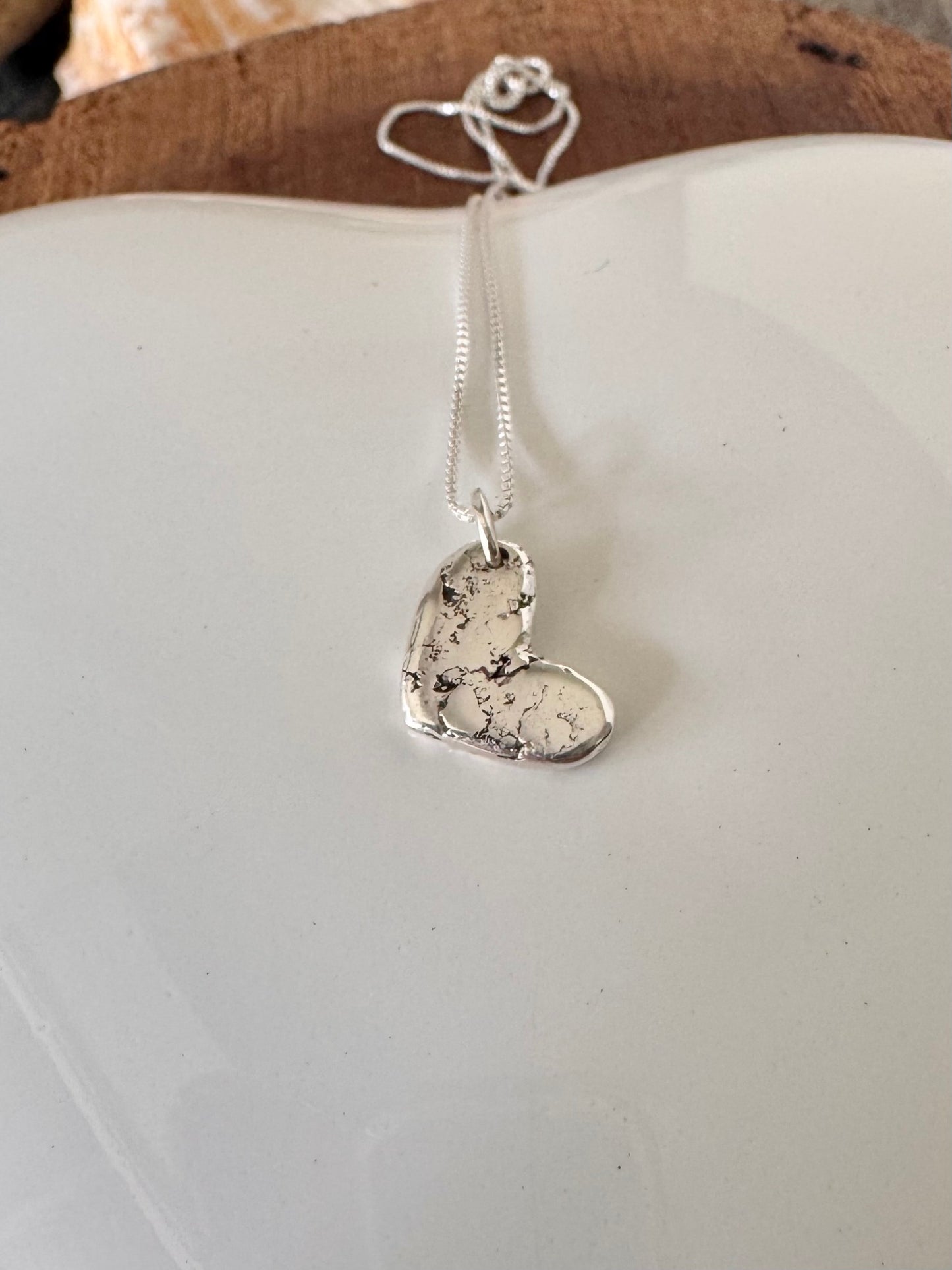 My Rustic Heart - solid silver heart necklace