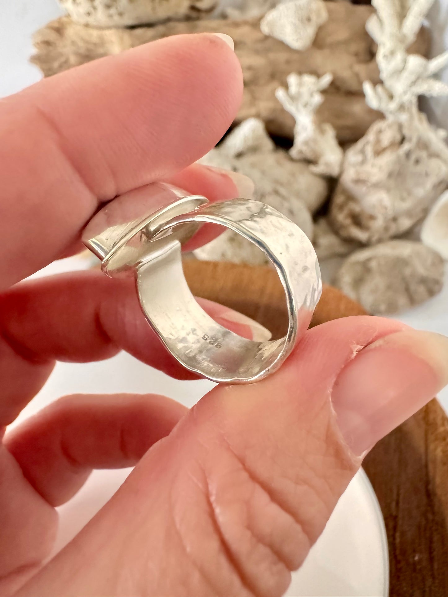 Chunky silver and turquoise ring Size 8