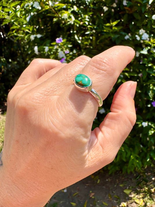 Emerald Valley turquoise ring. Handmade Shy Dragonfly turquoise ring size 9