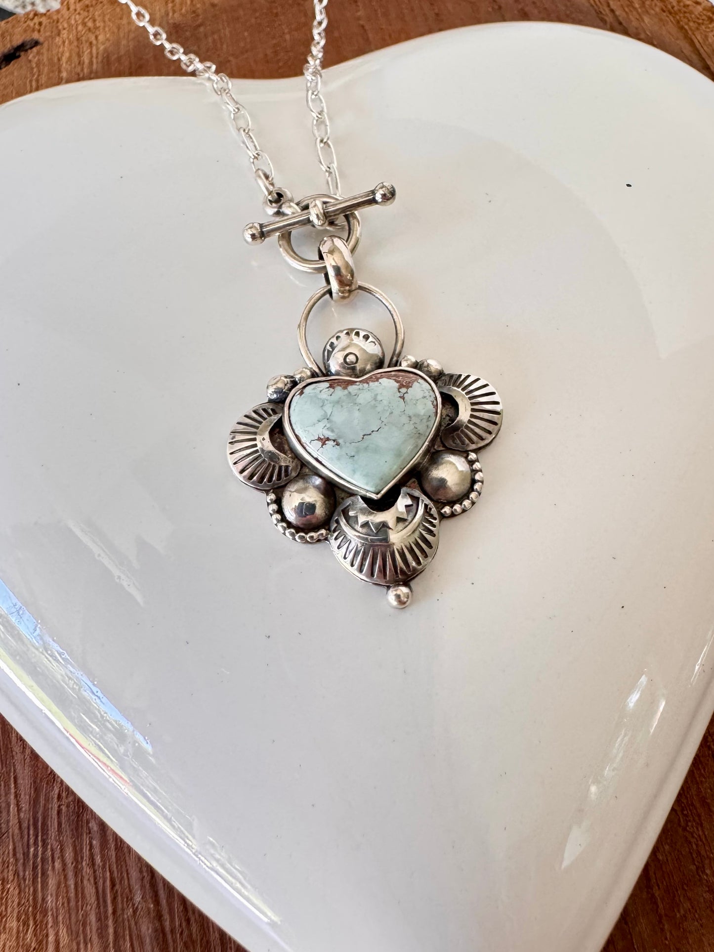 Beautiful Pale Blue Turquoise Heart Necklace