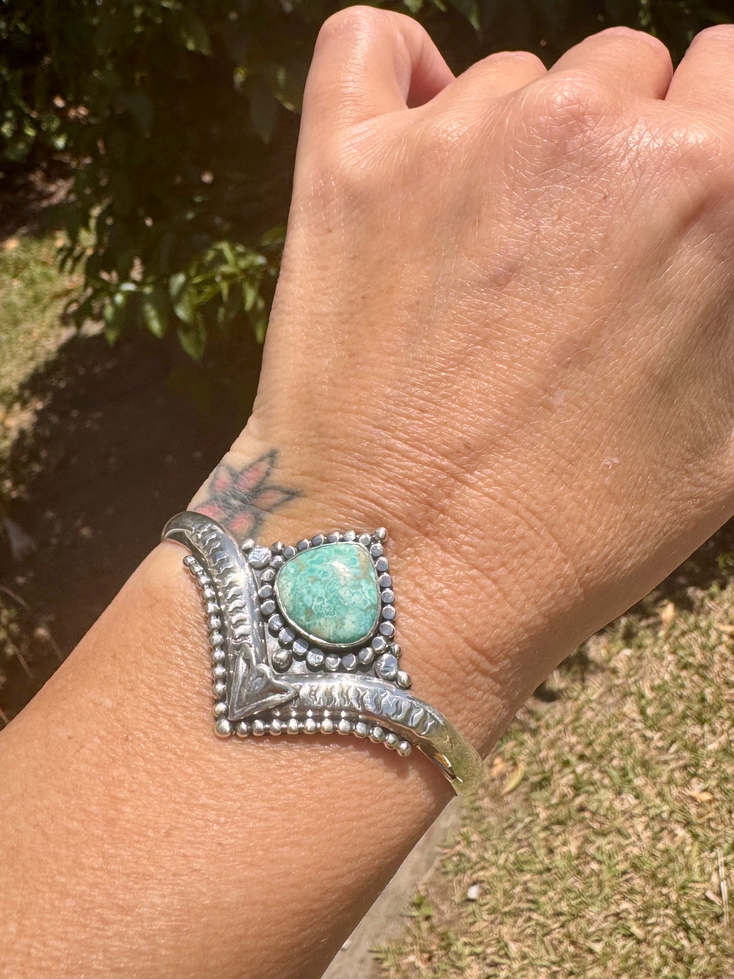 Turquoise cuff bracelet Shy Dragonfly Jewels handmade cuff bracelet White water turquoise sterling silver bracelet bangle