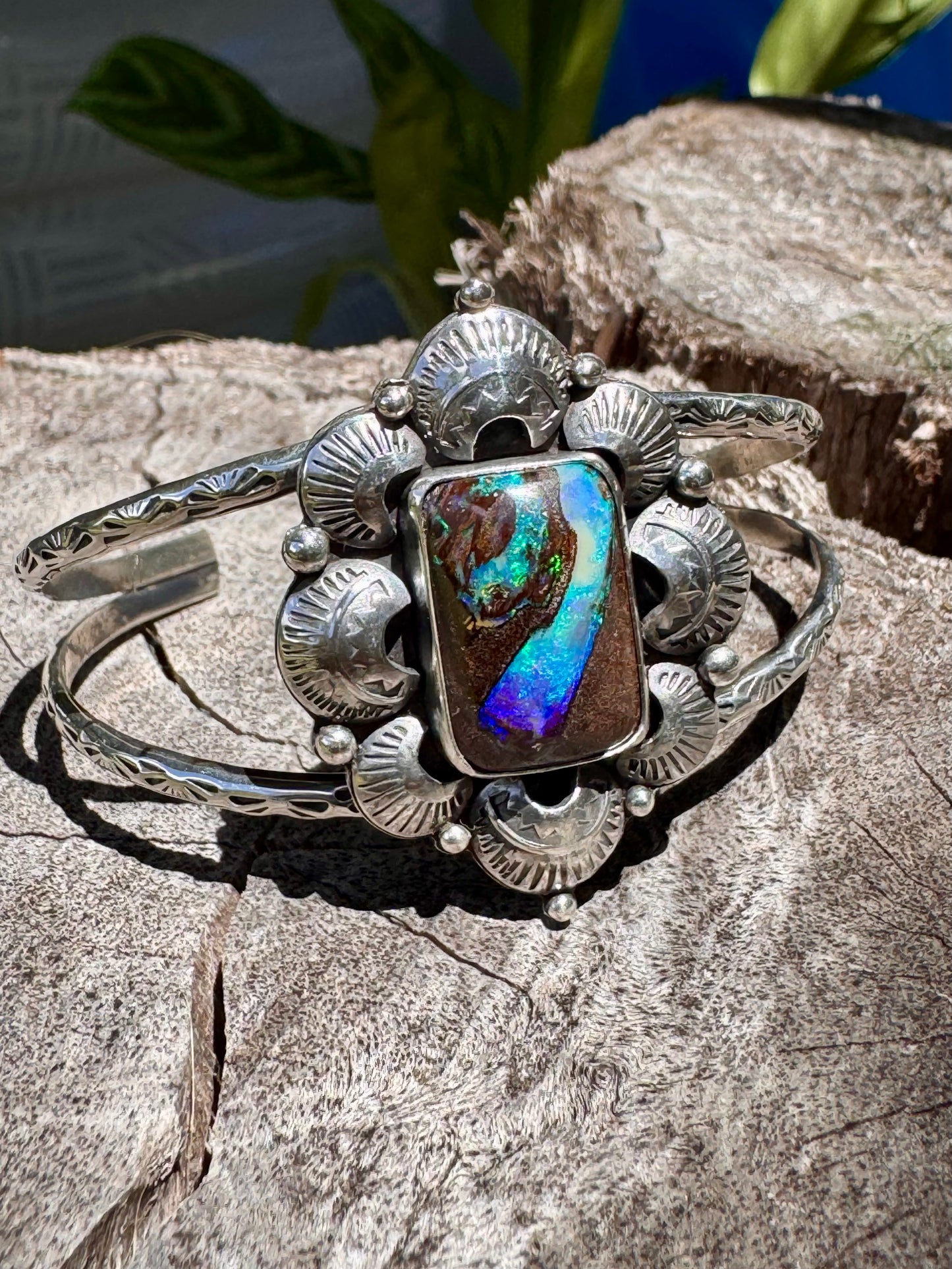 Solid Australian Opal Double Banded Cuff