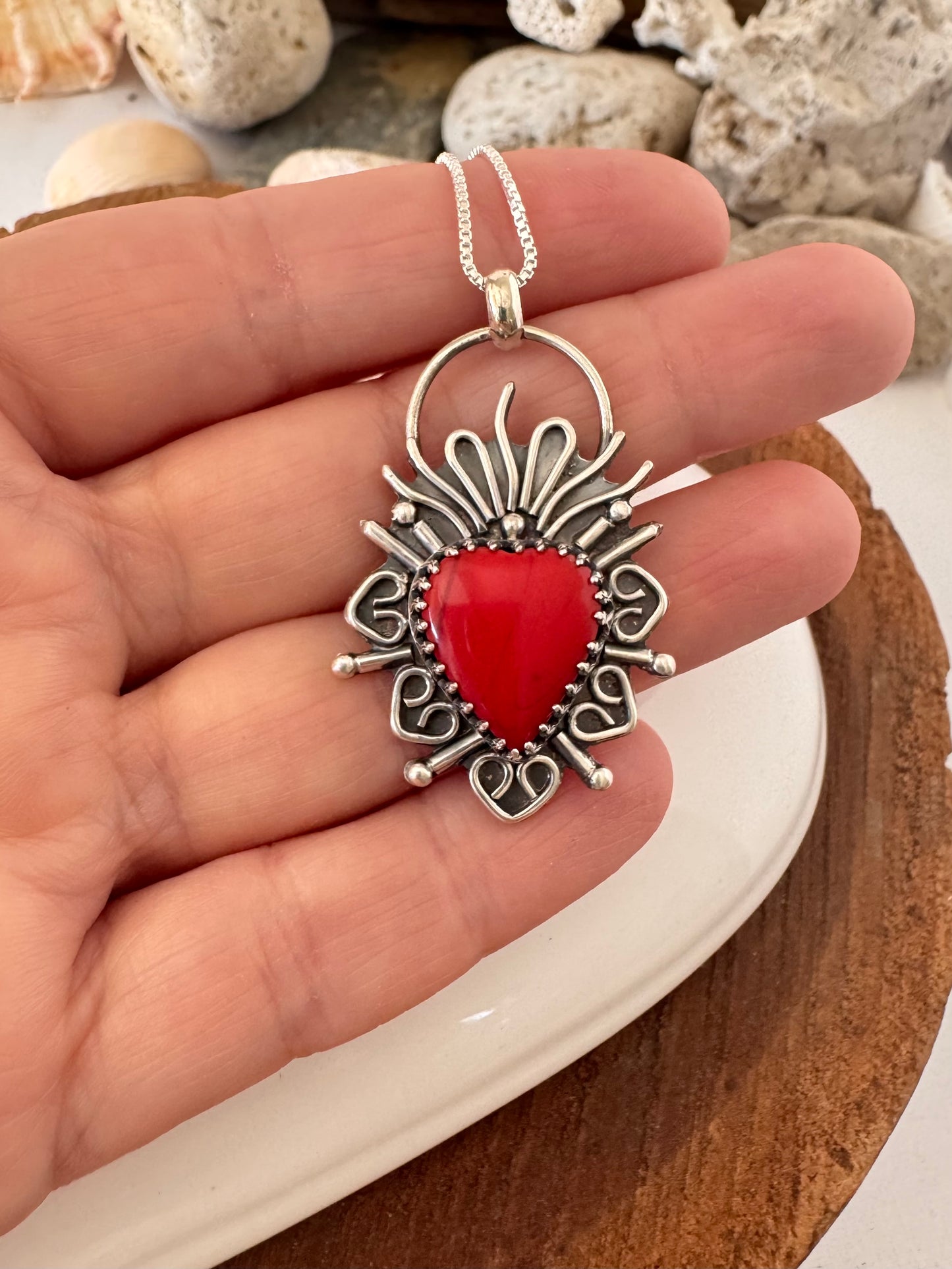 Beautiful Rosarita Sacred Heart Necklace