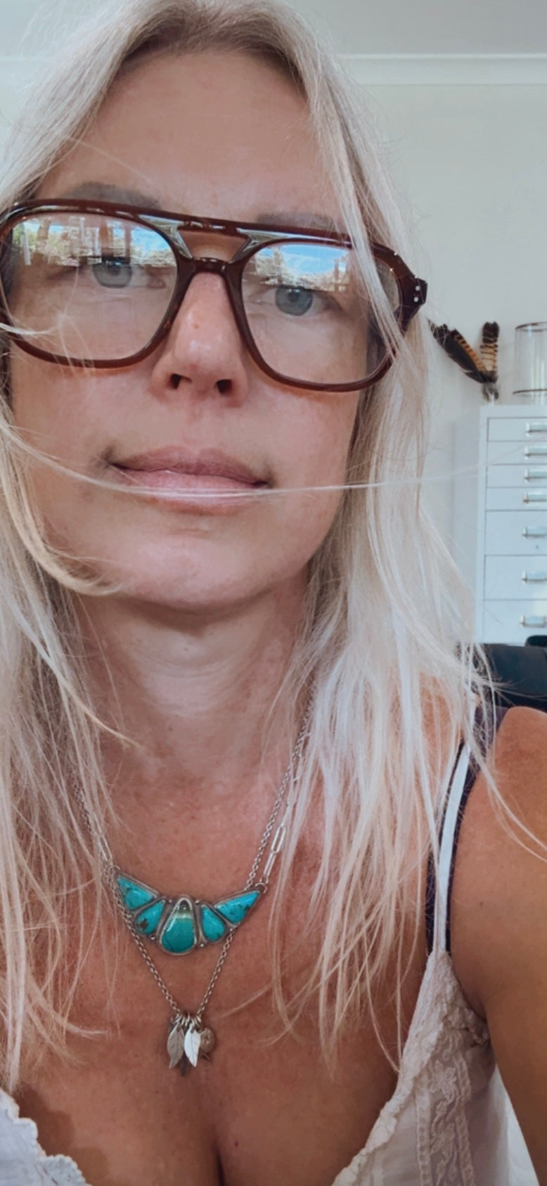 Natural Mixed Mine turquoise. Multi stone sterling silver necklace