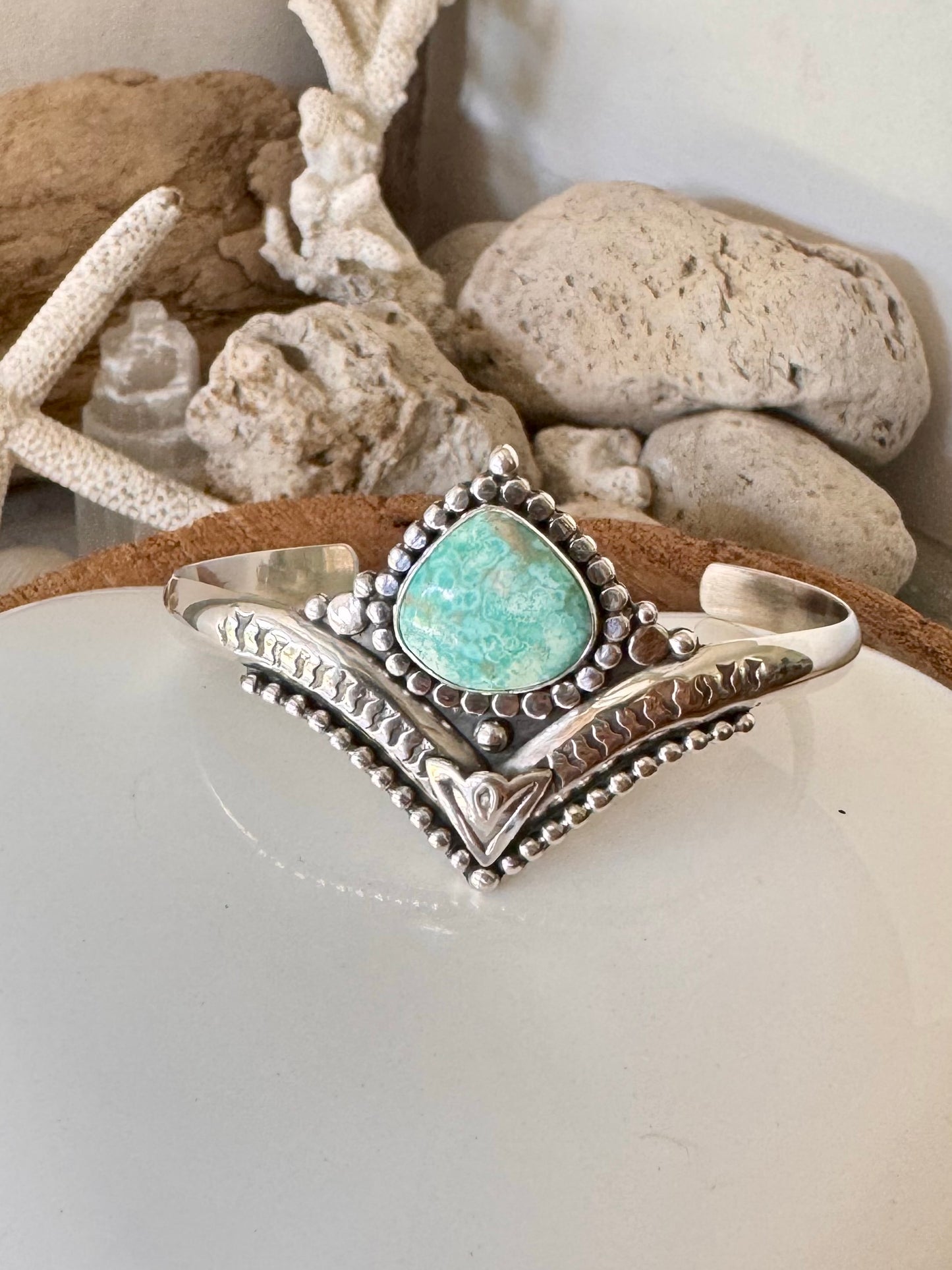 Turquoise cuff bracelet Shy Dragonfly Jewels handmade cuff bracelet White water turquoise sterling silver bracelet bangle