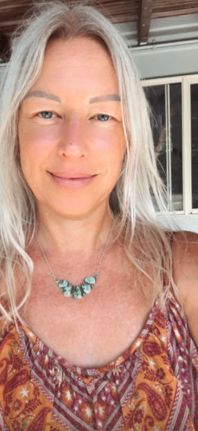 Natural Royston turquoise. Multi stone sterling silver necklace