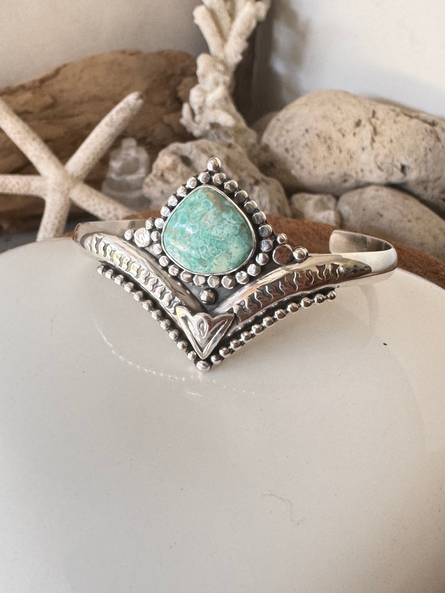 Turquoise cuff bracelet Shy Dragonfly Jewels handmade cuff bracelet White water turquoise sterling silver bracelet bangle