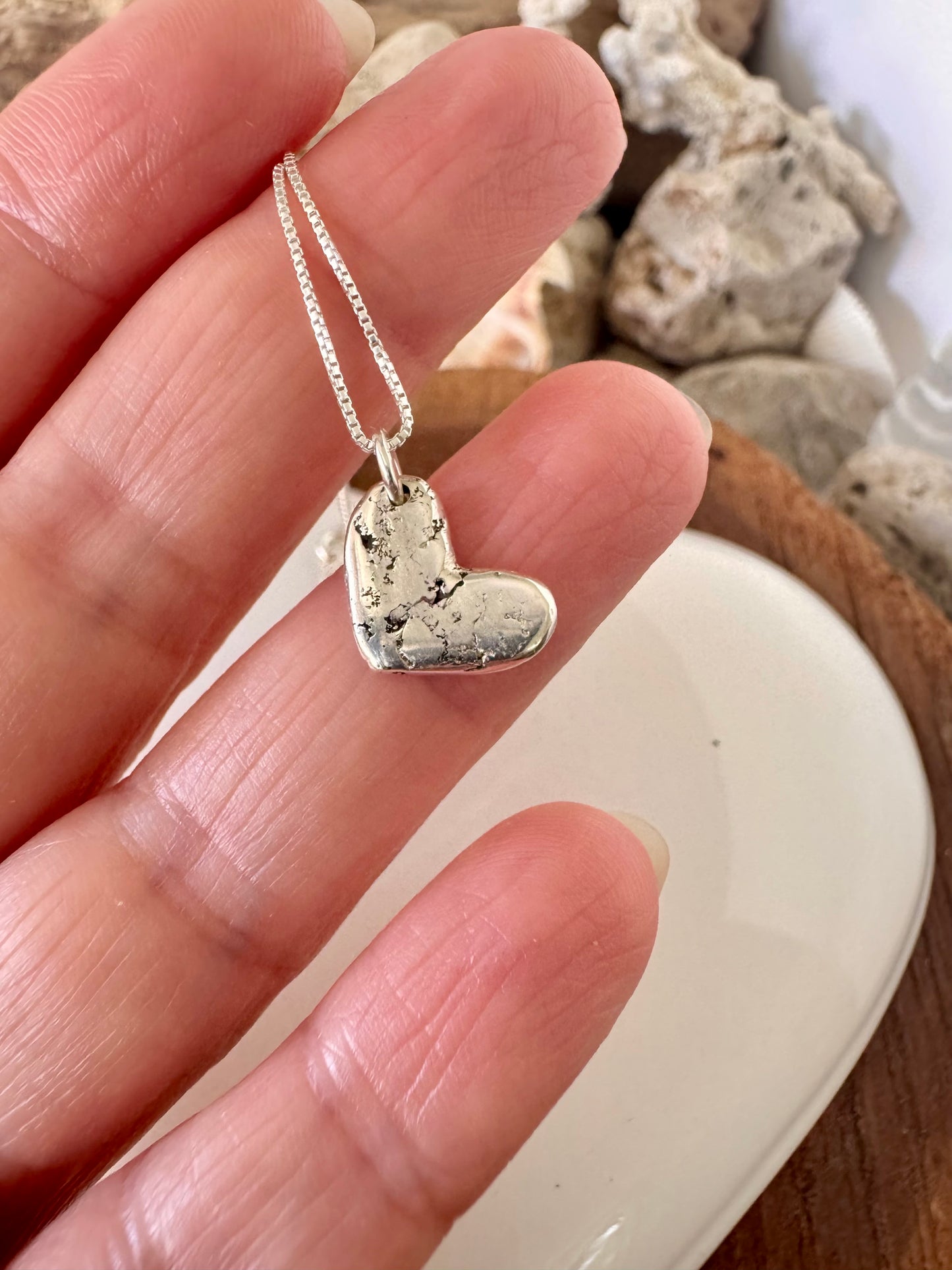 My Rustic Heart - solid silver heart necklace