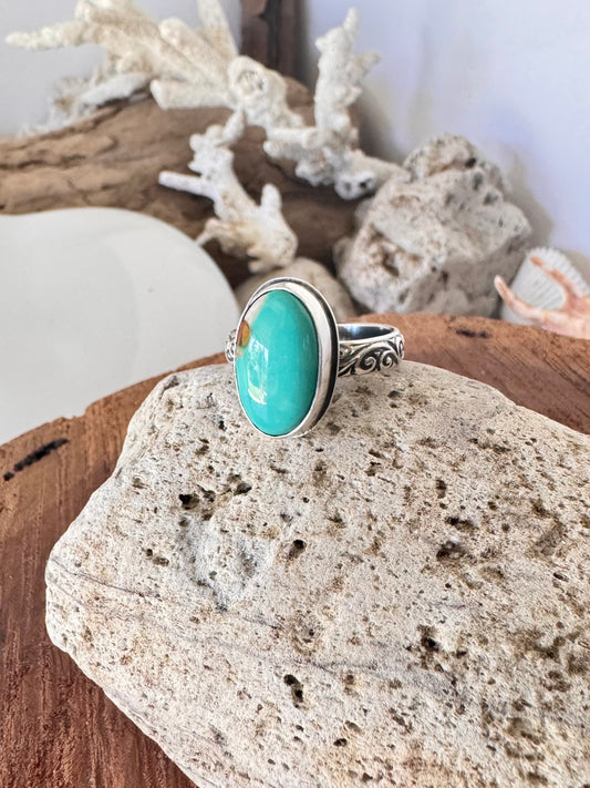 Fox turquoise ring. Handmade Shy Dragonfly turquoise ring size Q/8.25