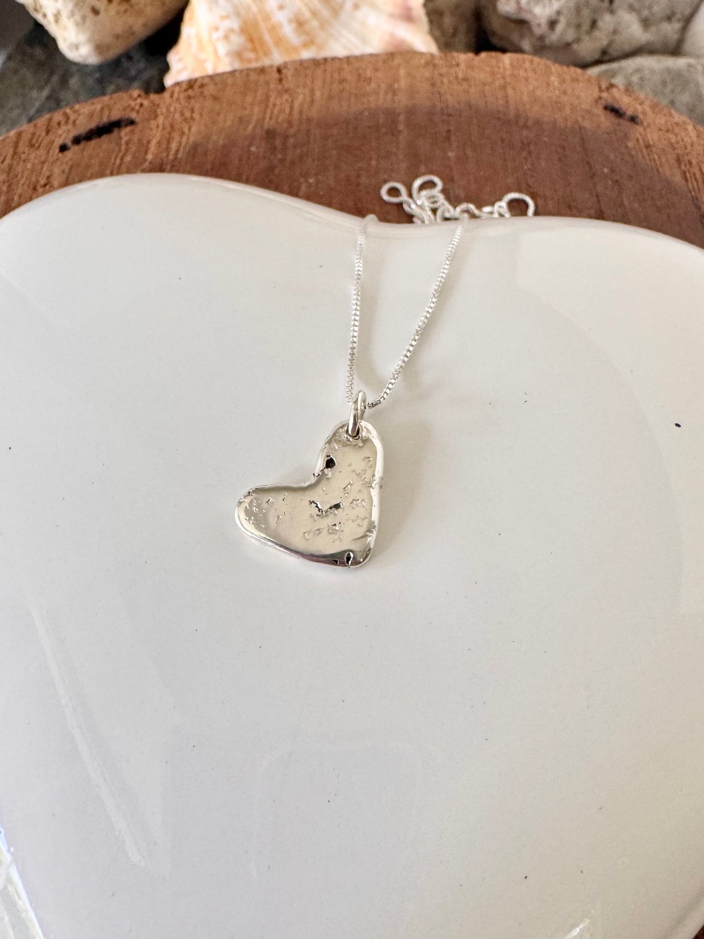 My Rustic Heart - solid silver heart necklace