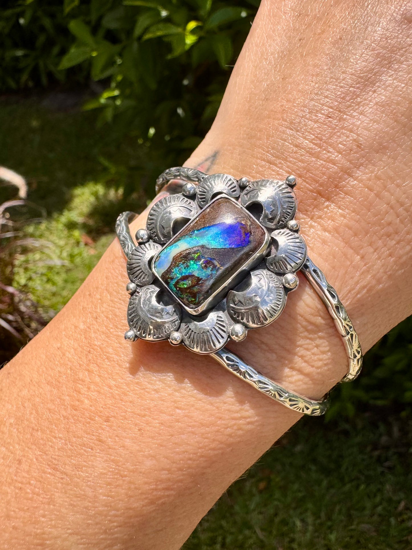 Solid Australian Opal Double Banded Cuff