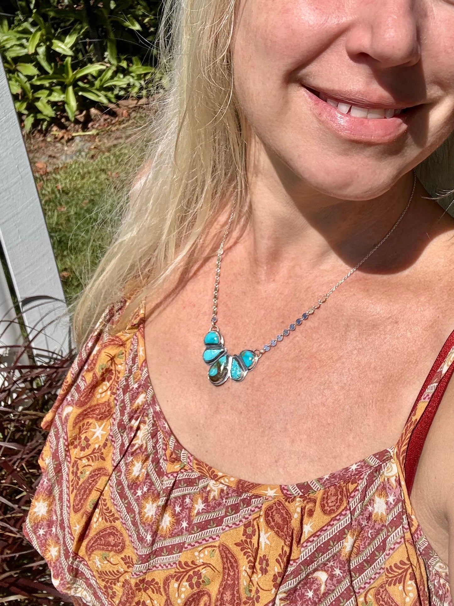 Mixed Mine Natural turquoise. Multi stone sterling silver necklace