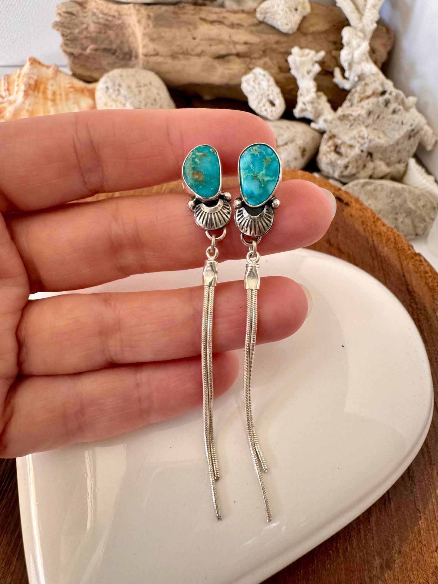Turquoise Mountain Turquoise drop earrings
