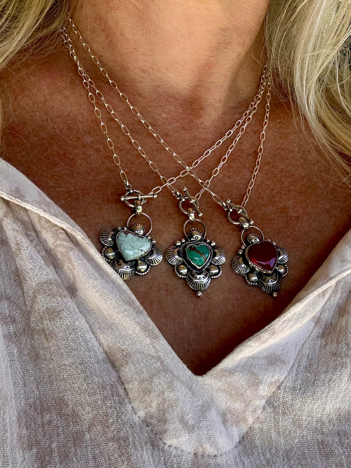 Beautiful Pale Blue Turquoise Heart Necklace