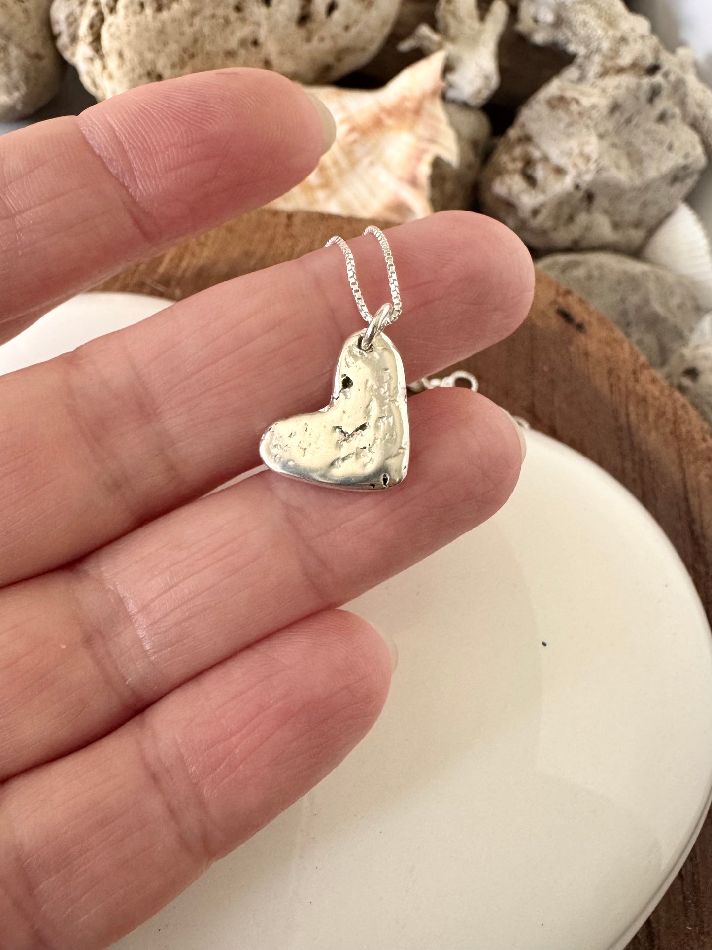 My Rustic Heart - solid silver heart necklace