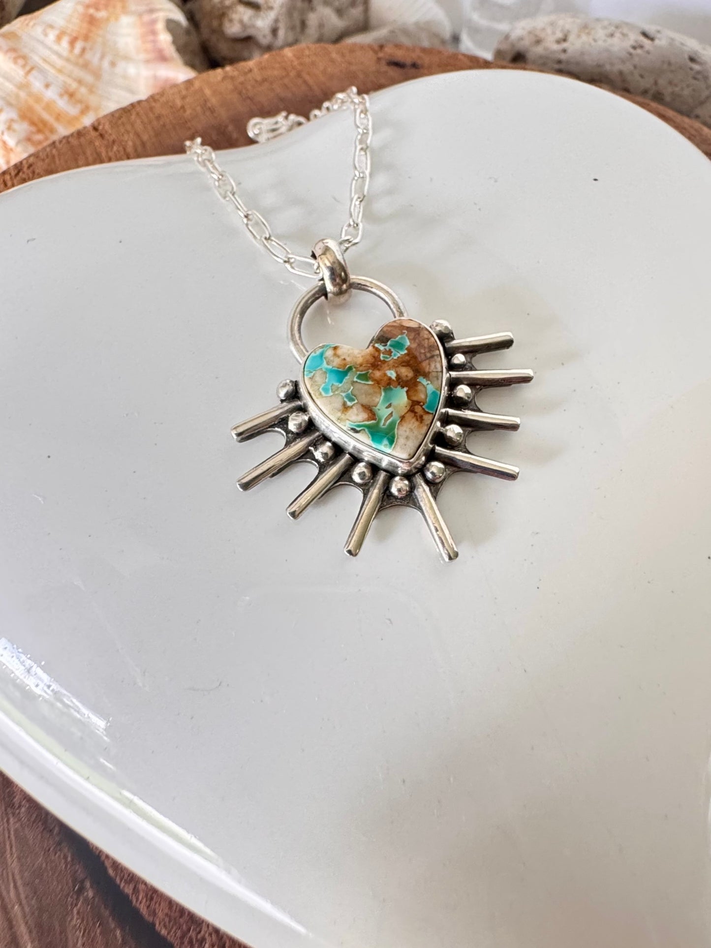 Beautiful Royston Ribbon Turquoise Heart Necklace