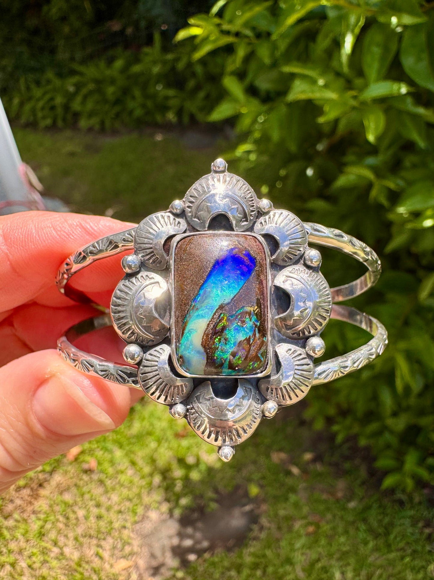 Solid Australian Opal Double Banded Cuff
