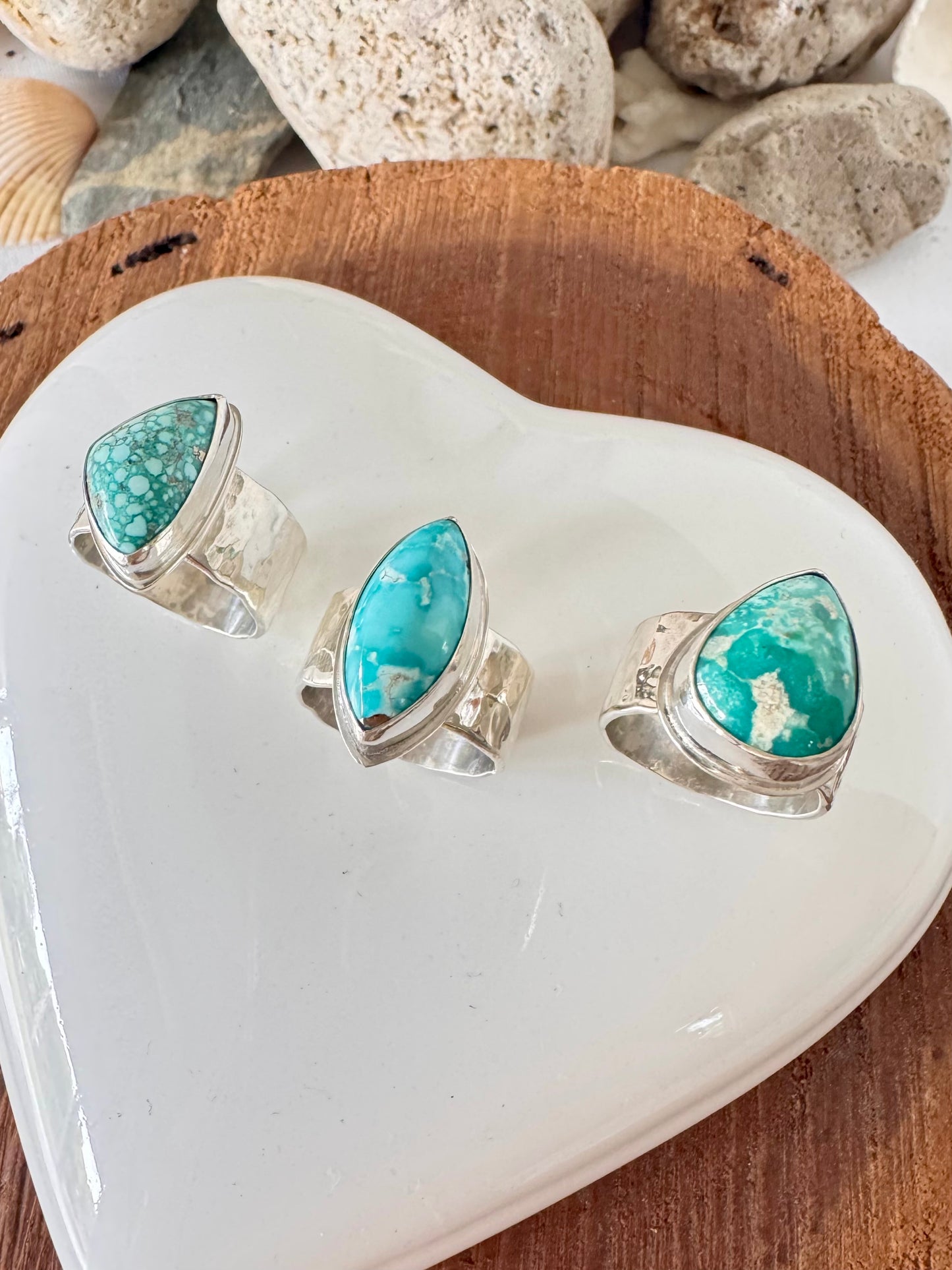 Chunky silver and turquoise ring Size 8.5