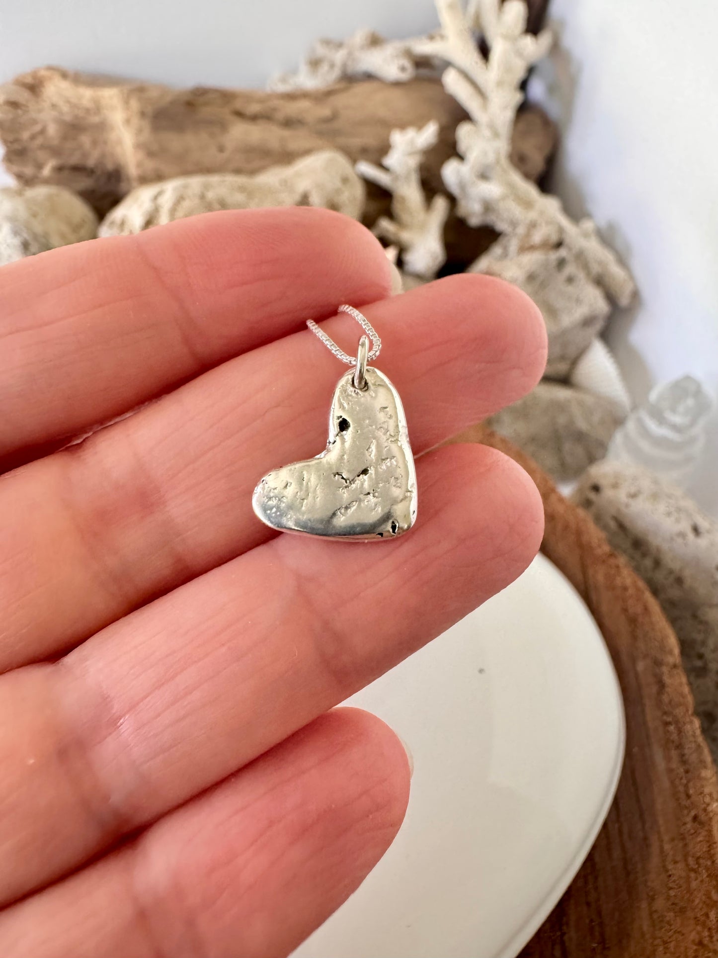 My Rustic Heart - solid silver heart necklace