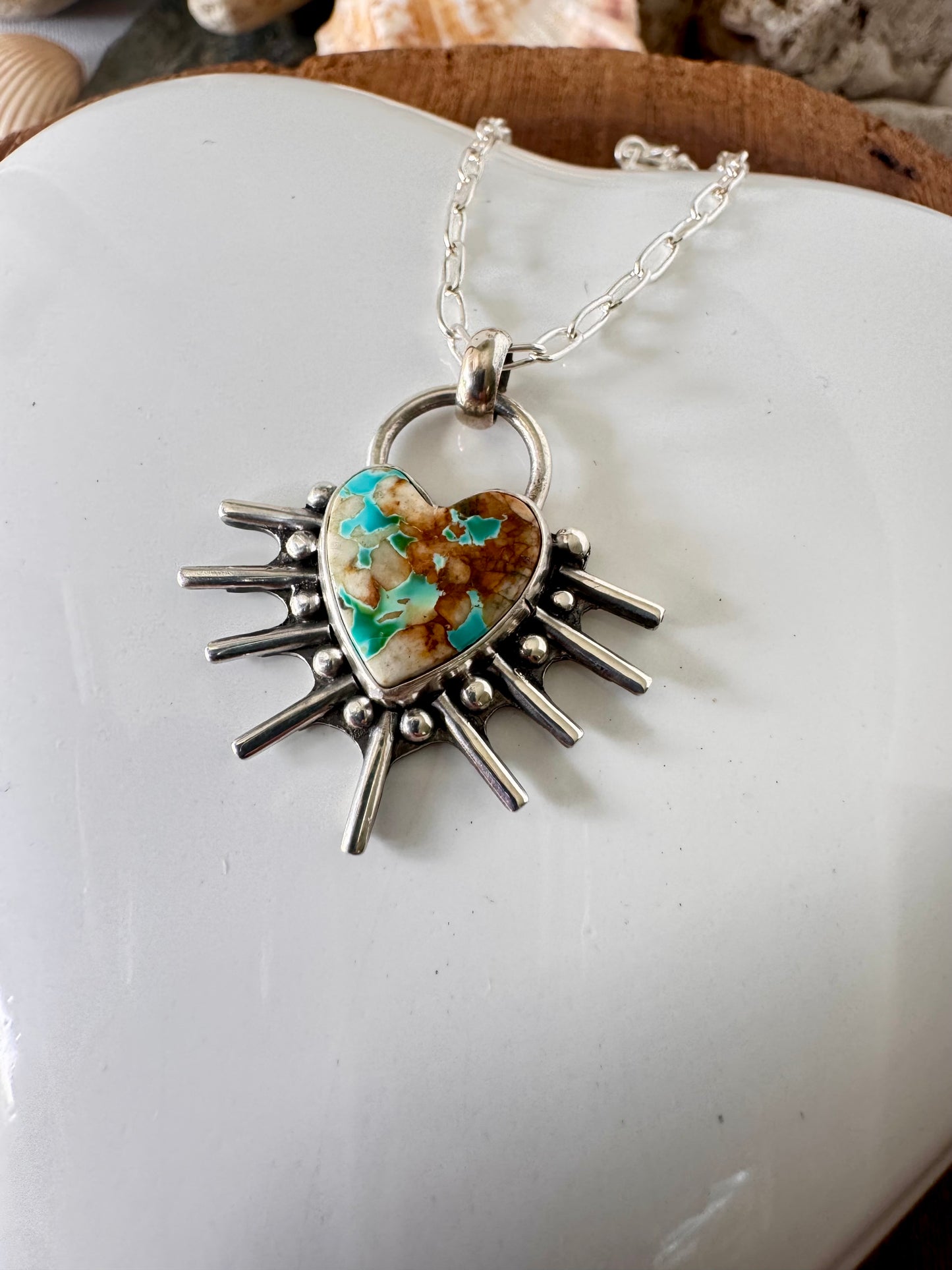 Beautiful Royston Ribbon Turquoise Heart Necklace
