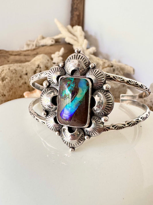 Solid Australian Opal Double Banded Cuff