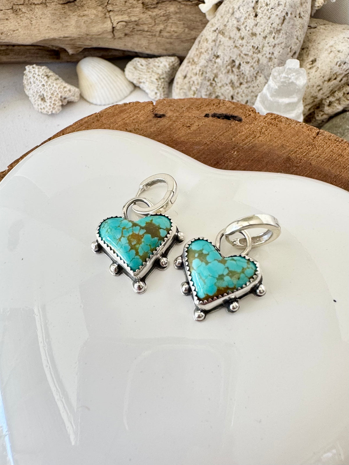 Number 8 mine Turquoise heart drop earrings