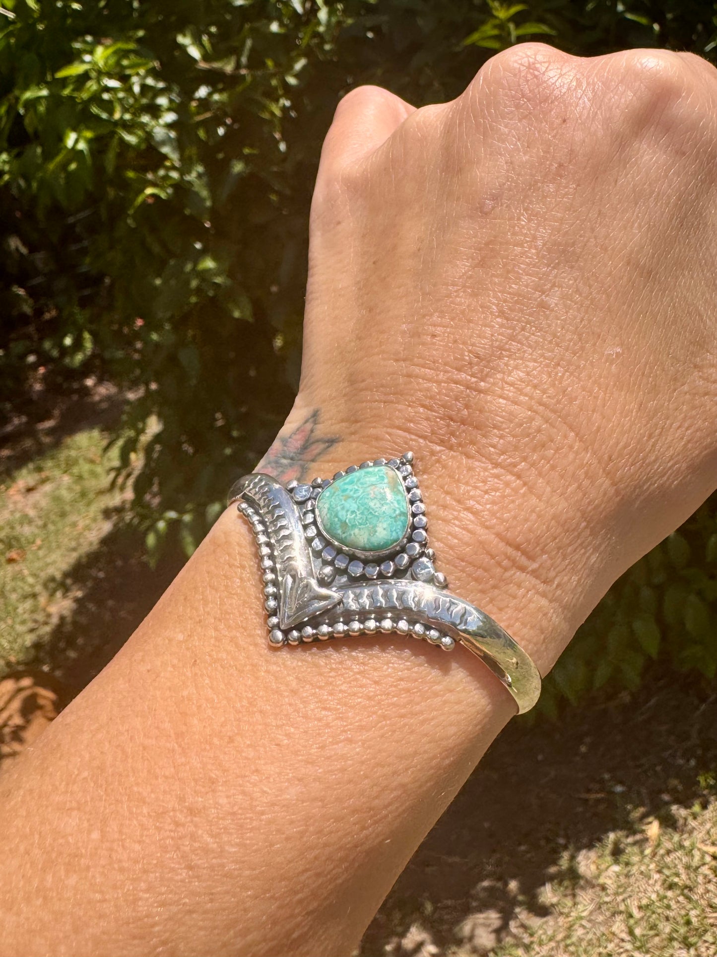 Turquoise cuff bracelet Shy Dragonfly Jewels handmade cuff bracelet White water turquoise sterling silver bracelet bangle