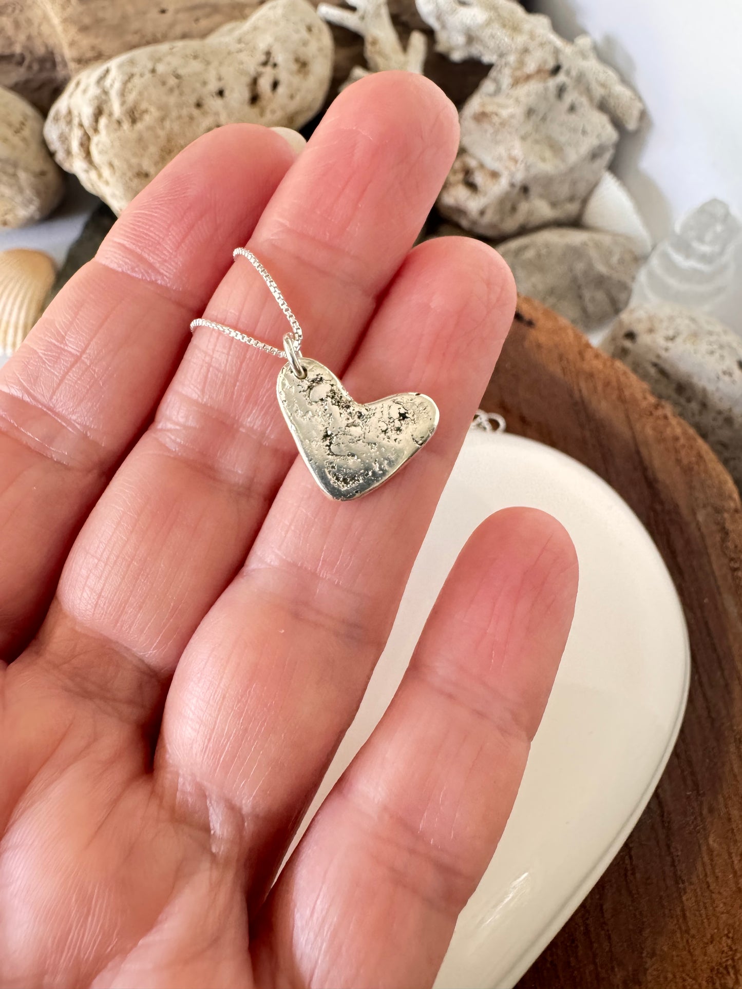 My Rustic Heart - solid silver heart necklace