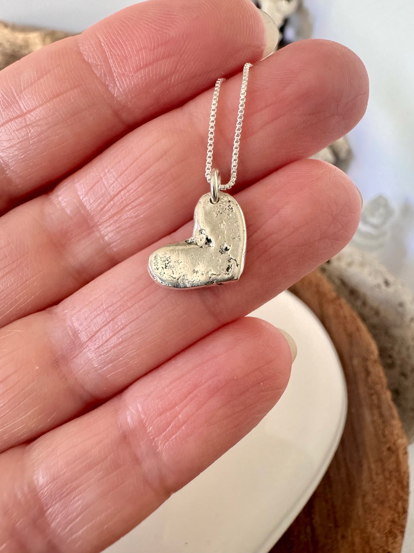 My Rustic Heart - solid silver heart necklace