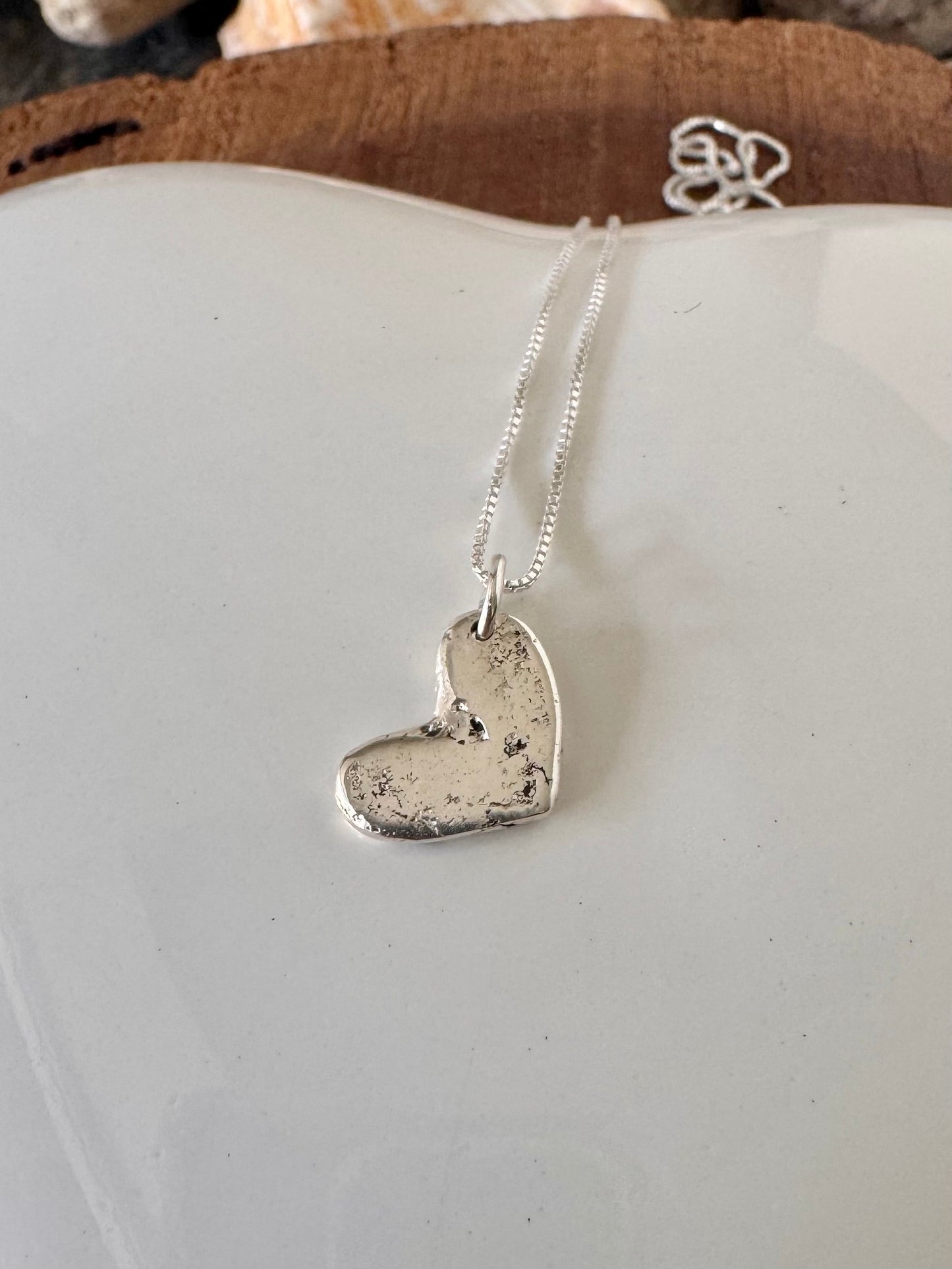 My Rustic Heart - solid silver heart necklace