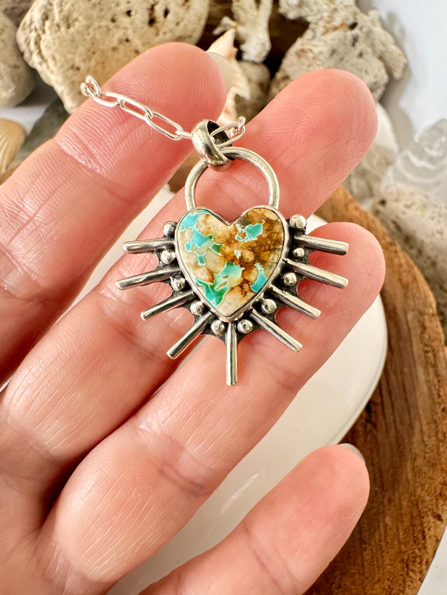 Beautiful Royston Ribbon Turquoise Heart Necklace