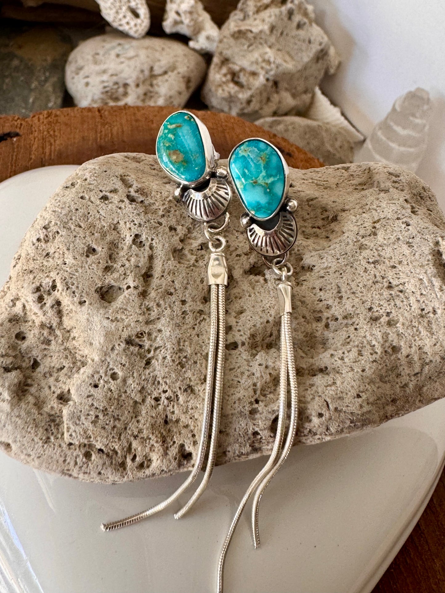 Turquoise Mountain Turquoise drop earrings