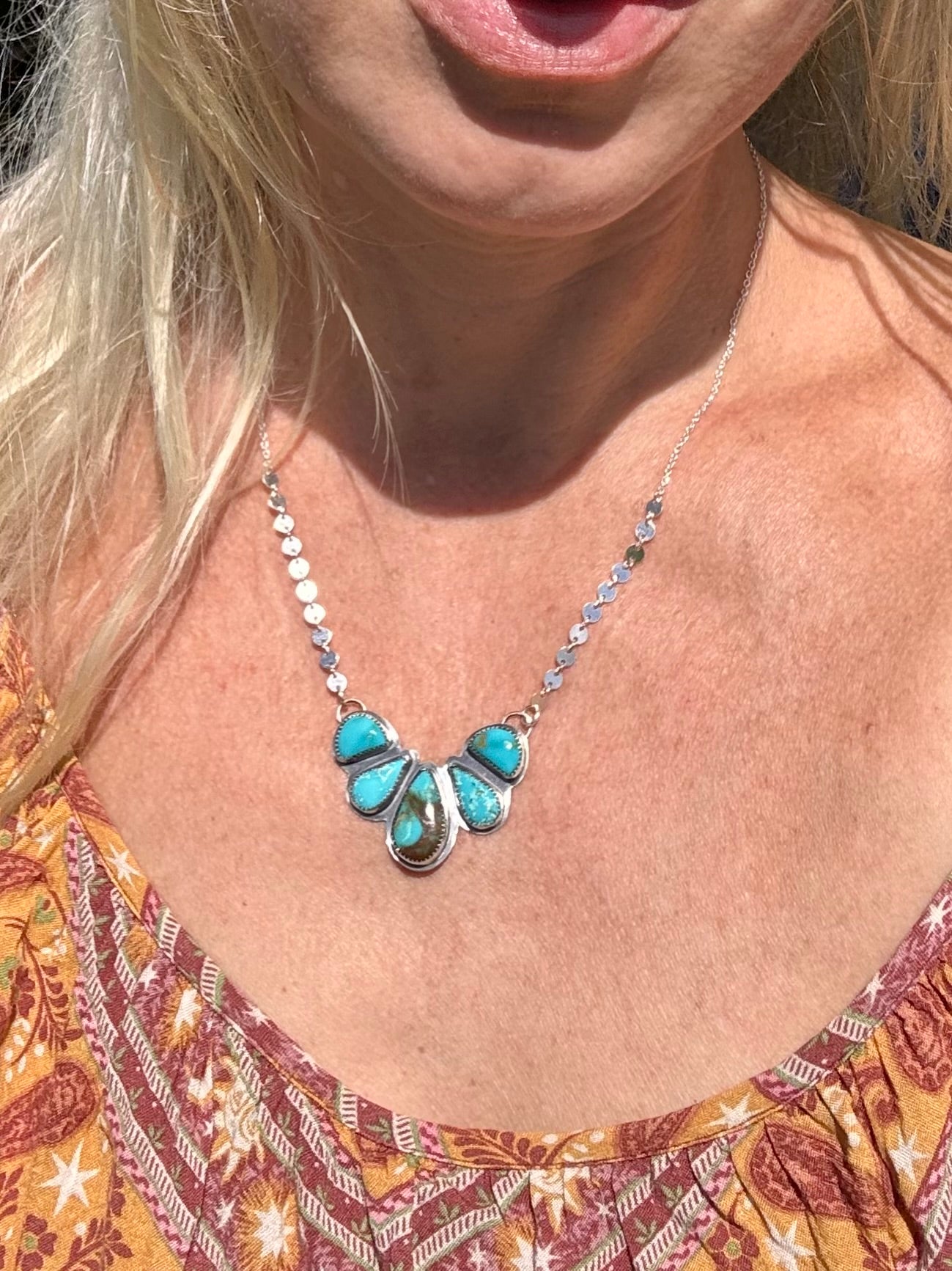 Mixed Mine Natural turquoise. Multi stone sterling silver necklace