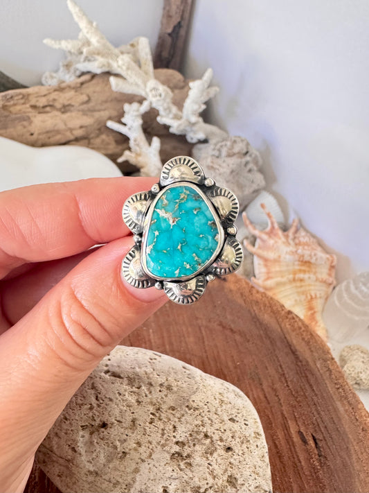 Sierra Bella turquoise ring. Handmade Shy Dragonfly turquoise ring size S/9.25