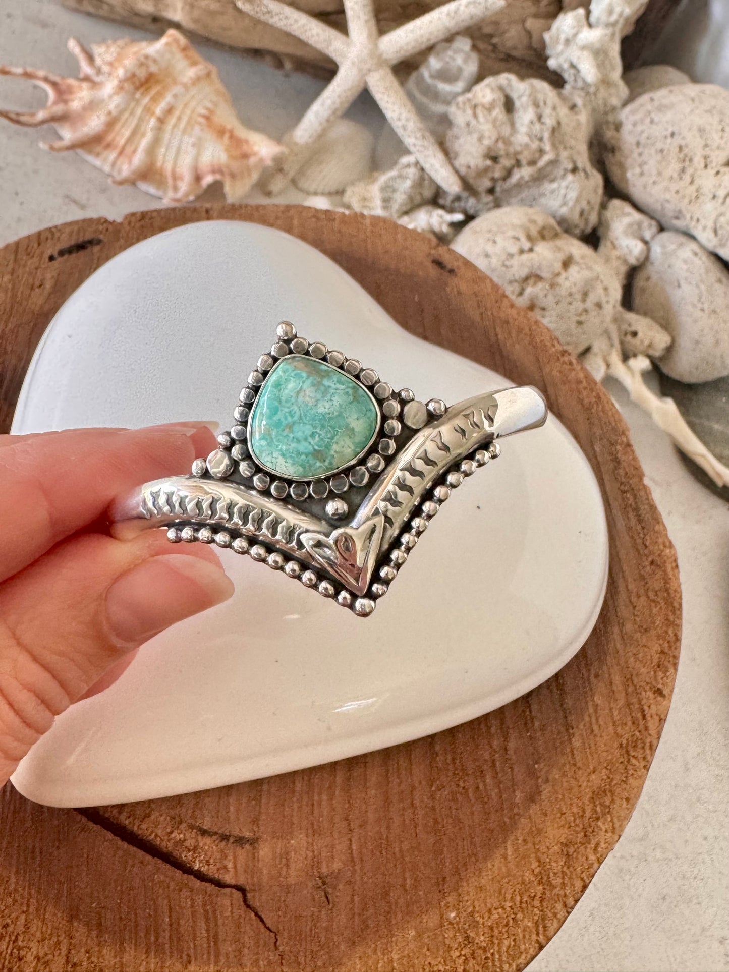 Turquoise cuff bracelet Shy Dragonfly Jewels handmade cuff bracelet White water turquoise sterling silver bracelet bangle