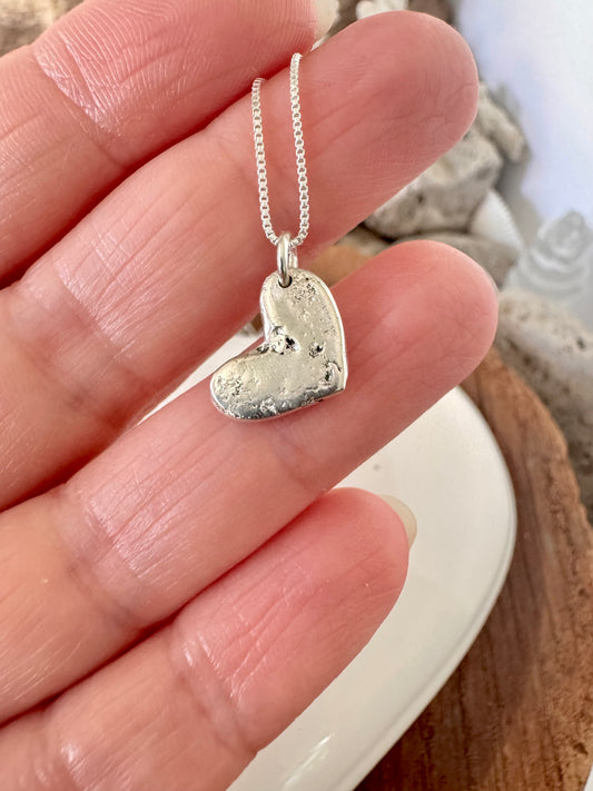 My Rustic Heart - solid silver heart necklace