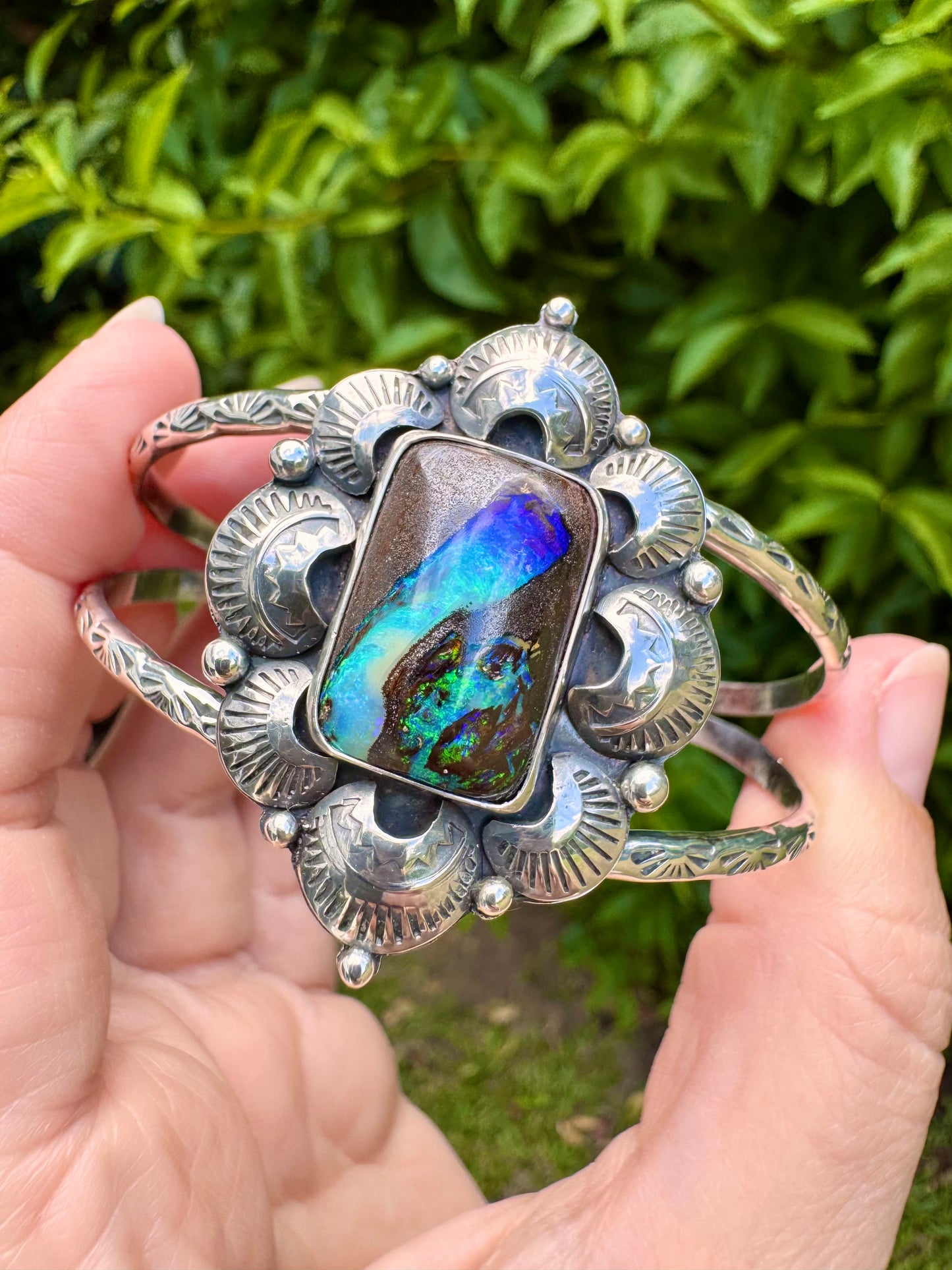 Solid Australian Opal Double Banded Cuff