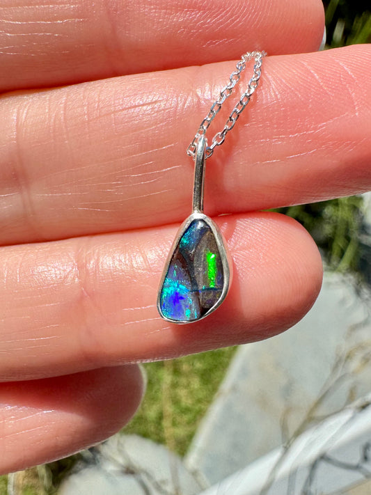 Teeny Tiny Boulder Opal Charm Necklace 9