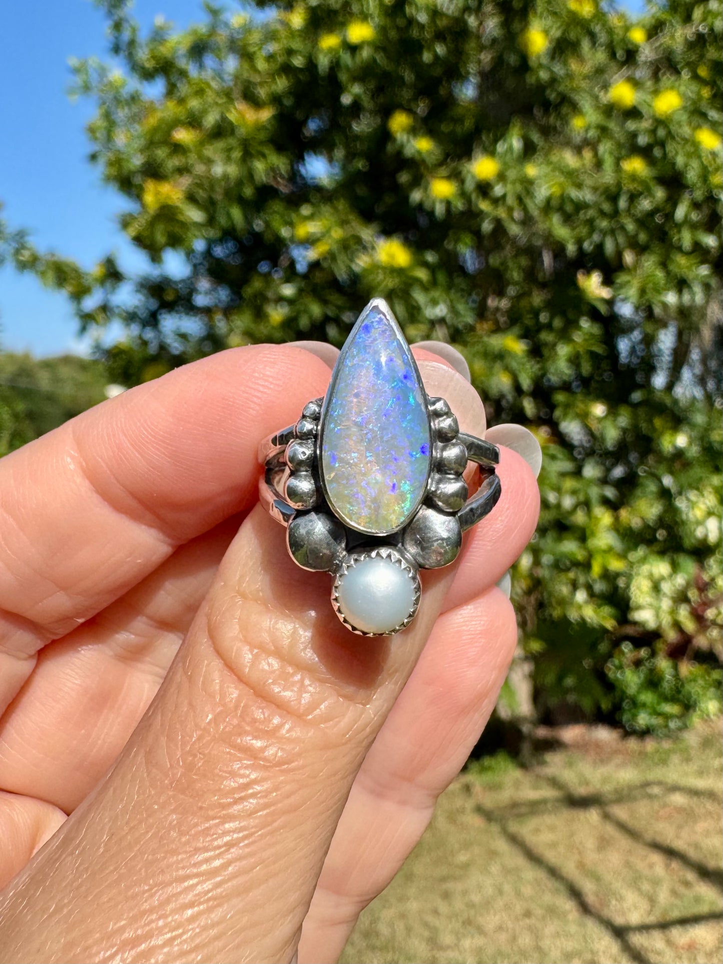 Opal and Pearl Ring