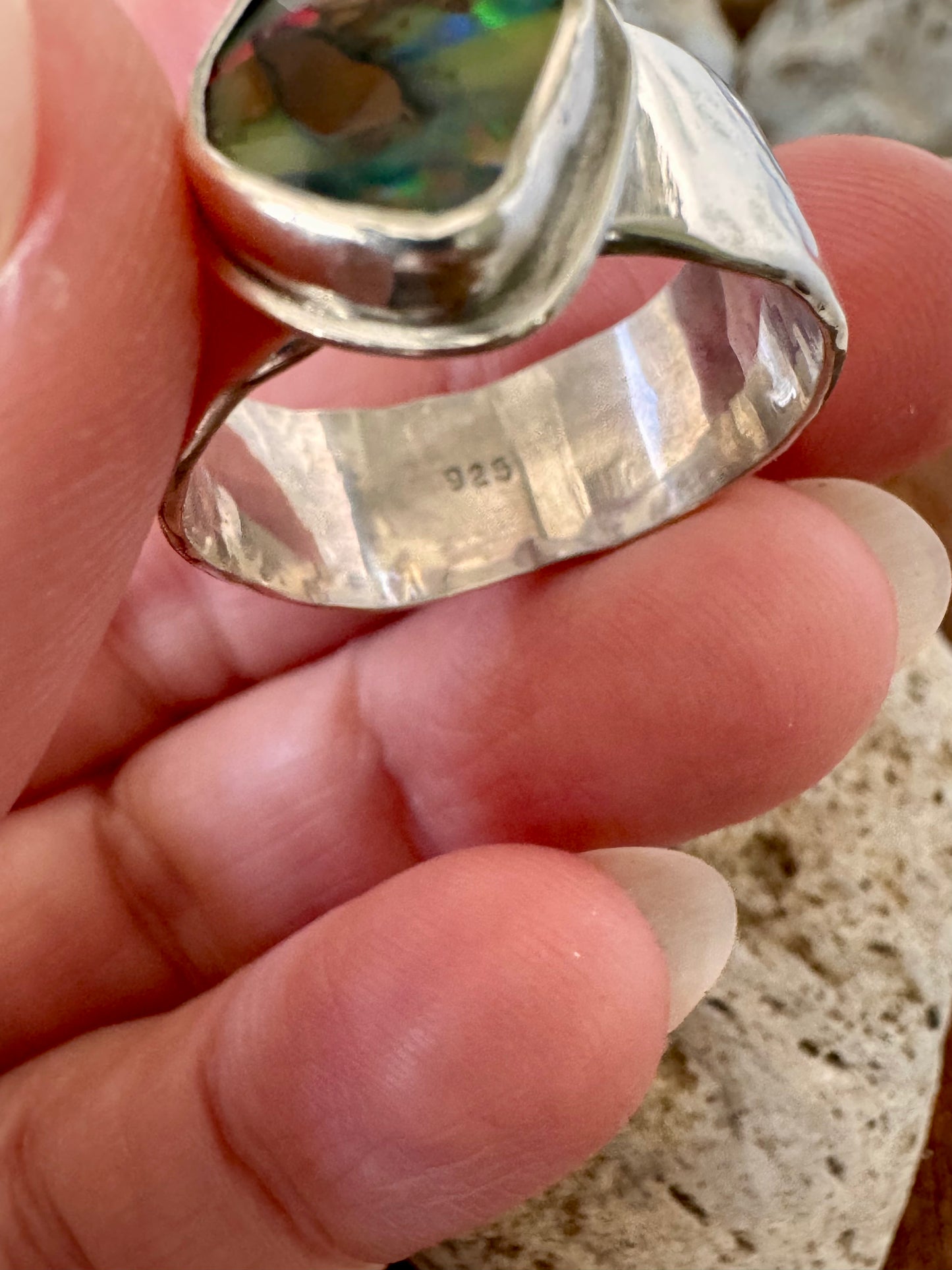 Solid Boulder Opal Ring Size 12.5