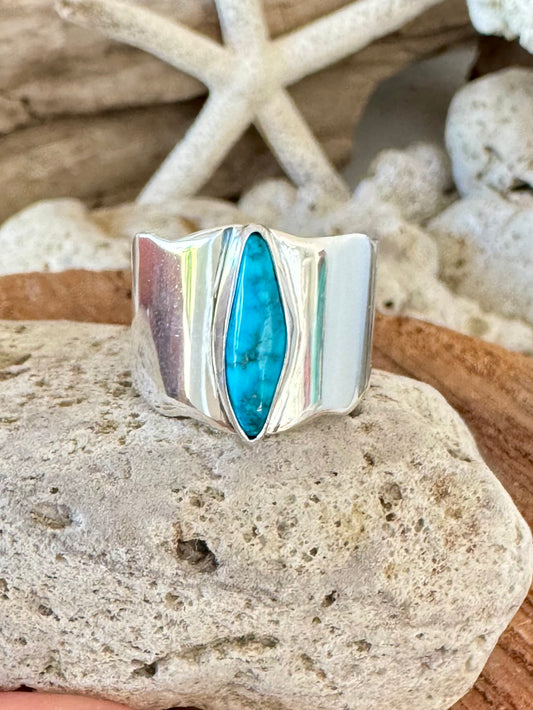 Kingman turquoise wide band ring