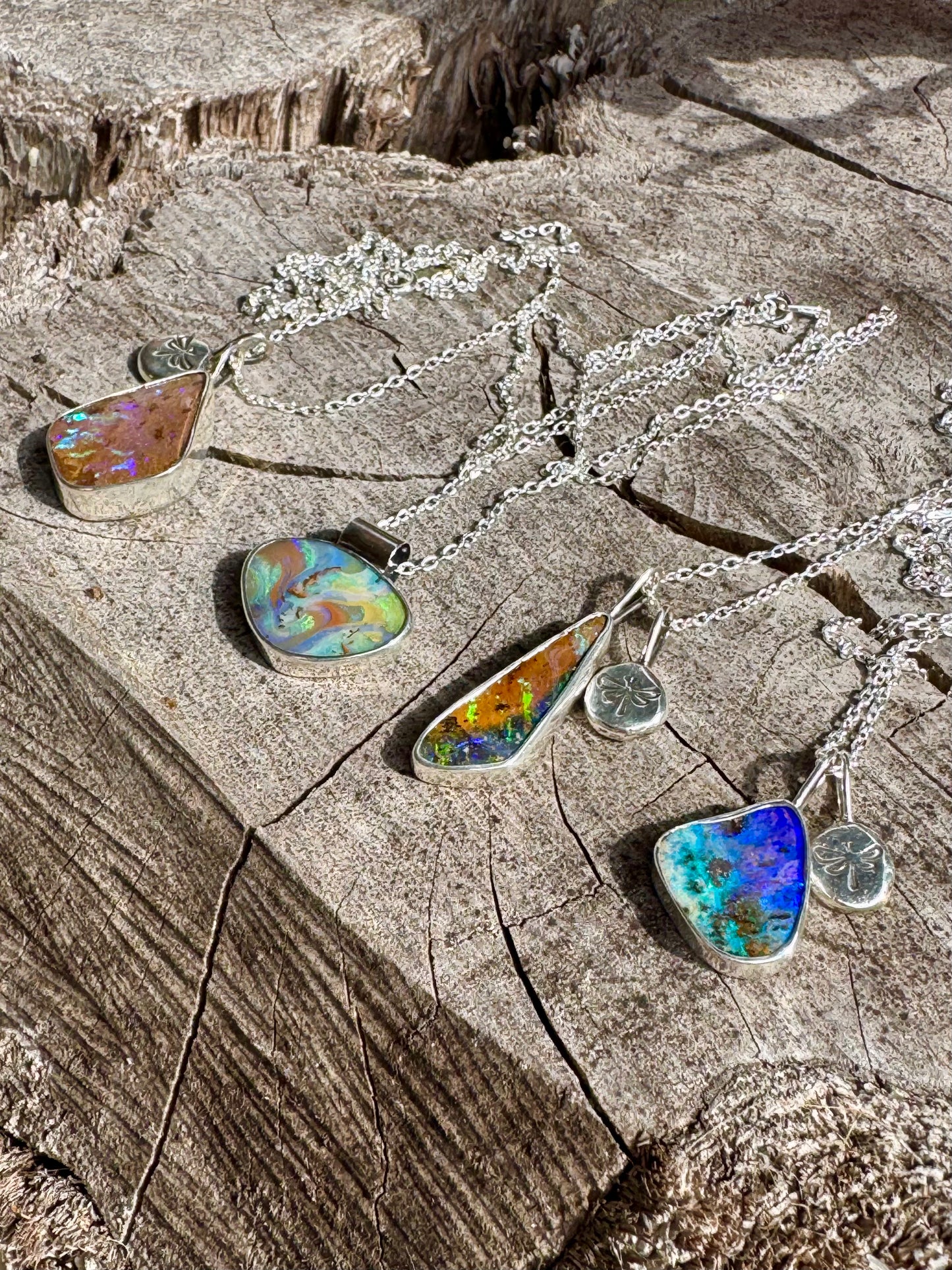 Opal and Dragonfly Charm Necklace
