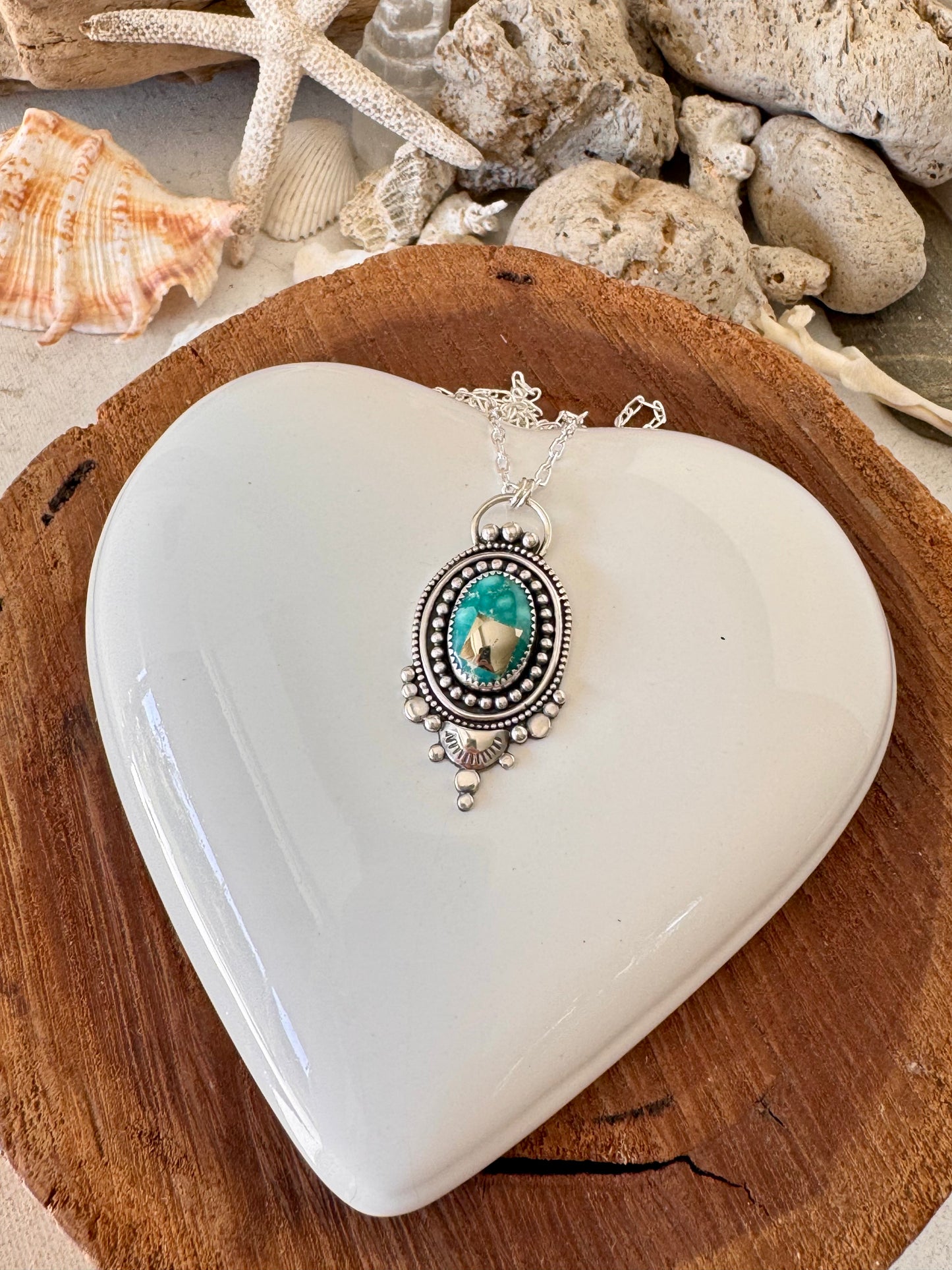 Beautiful Whitewater Turquoise With Pyrite Necklace