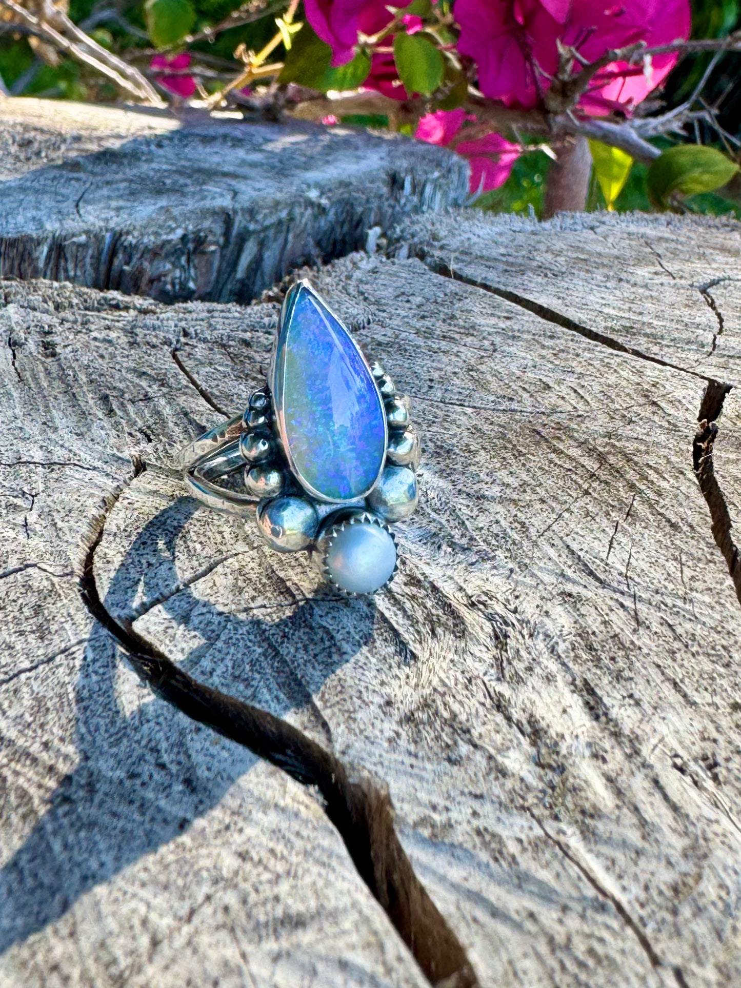 Opal and Pearl Ring