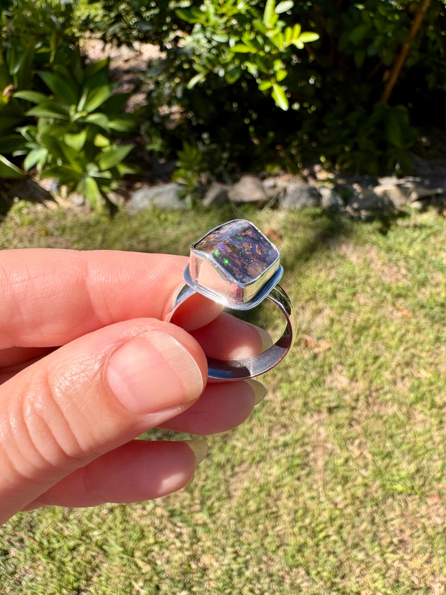 Solid Boulder Opal Ring Size 10.75