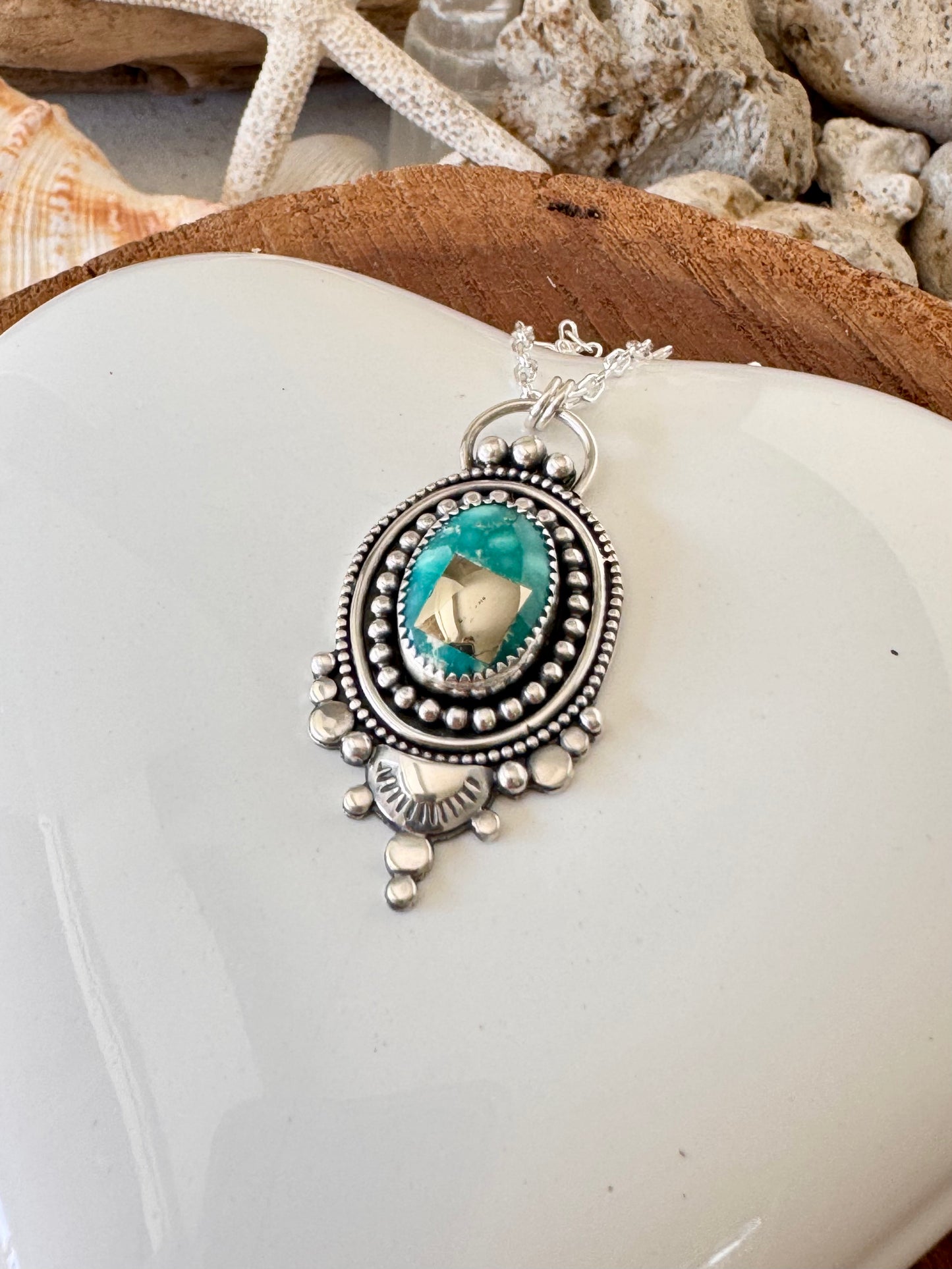 Beautiful Whitewater Turquoise With Pyrite Necklace