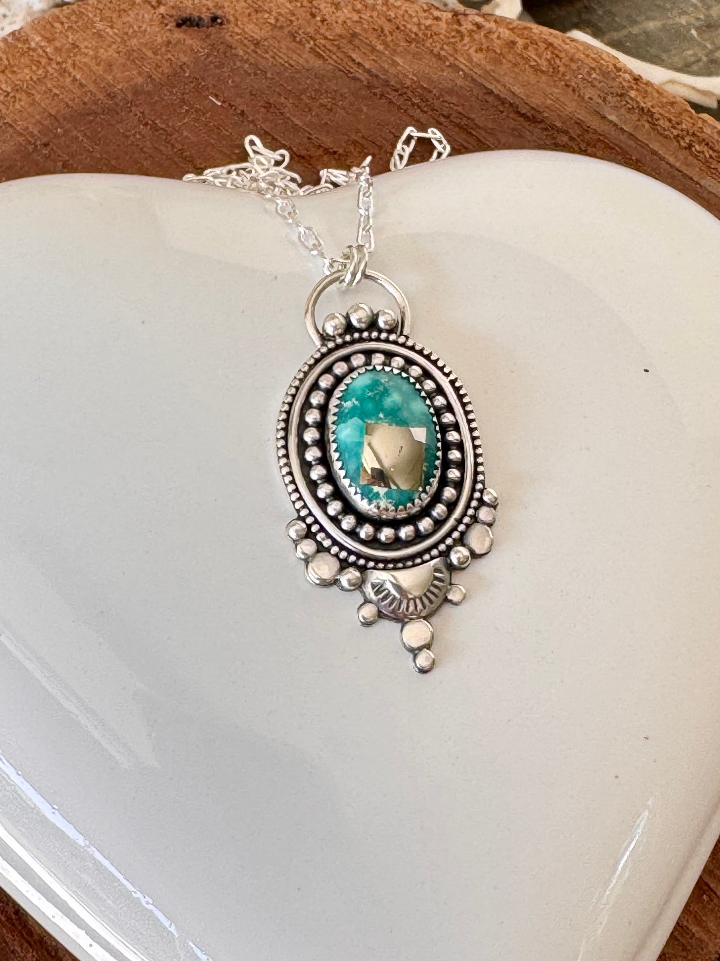 Beautiful Whitewater Turquoise With Pyrite Necklace