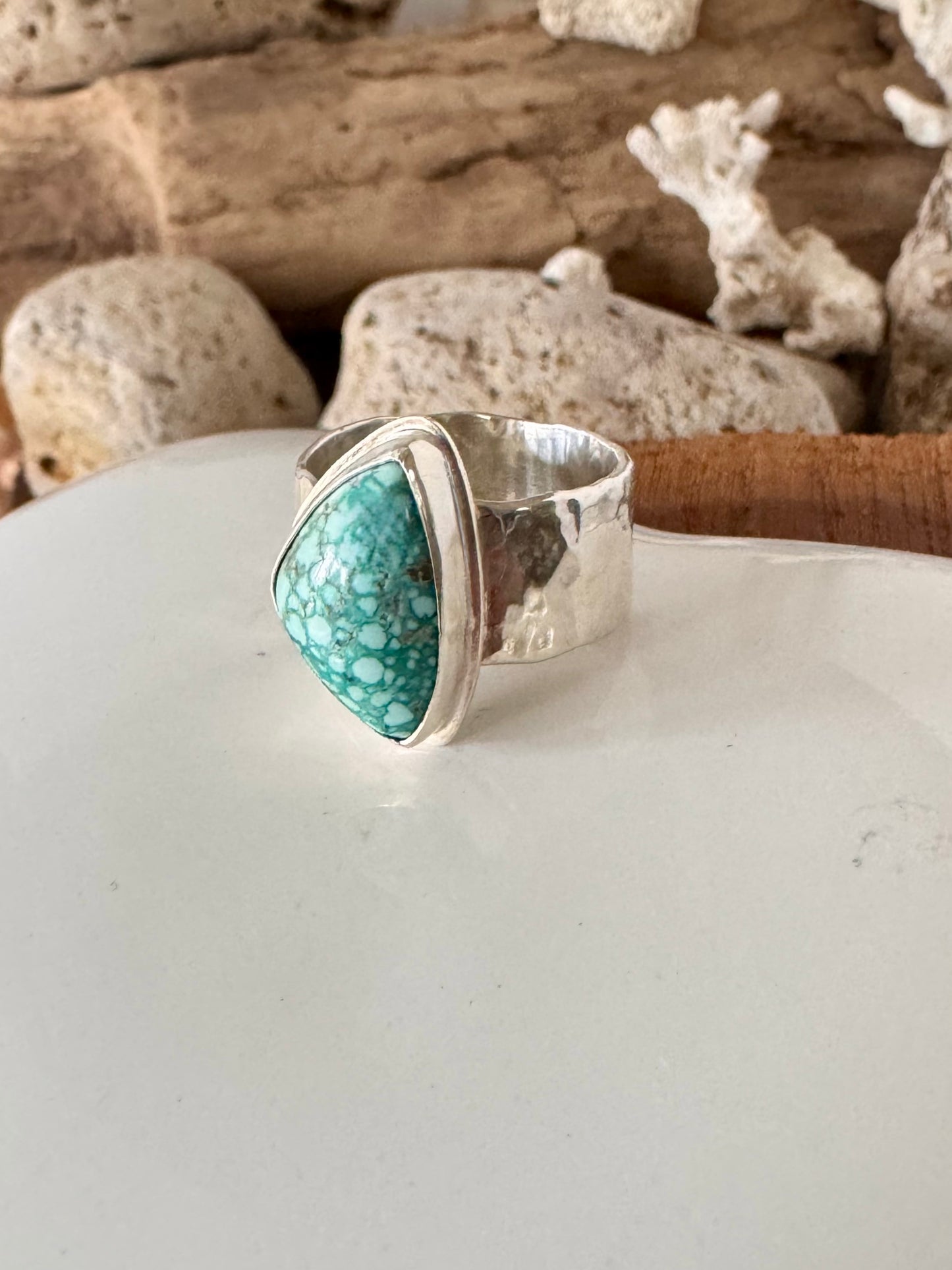 Chunky silver and turquoise ring Size 7.75