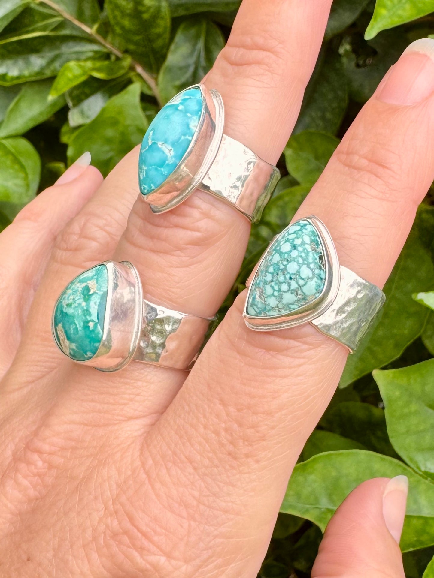 Chunky silver and turquoise ring Size 8.5